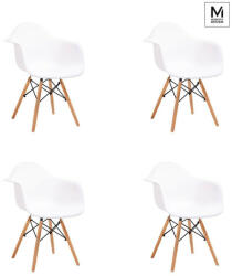 Modesto Design DAW DSW Karfás Szék Szett Fehér Polipropilén Bükk Lábakkal (4 db) (C1025.WHITE.SET4)