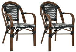 King Home Cafe Paris Kerti Karfás Szék Szett Alumínium Szintetikus Rattan Fekete-Fehér Fonott 2 db (KH1501100174.SET2)