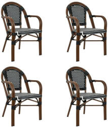 King Home Cafe Paris ARM Kerti Szék Szett Alumínium Szintetikus Rattan Fekete-Fehér 4 db (KH1501100174.SET4)