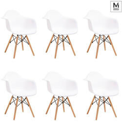 Modesto Design DAW DSW Fotel Szett Fehér Polipropilén Bükk Lábakkal (C1025.WHITE.SET6)