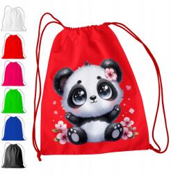  Piros Iskolatáska Óvodába, Tornazsákba Aranyos Panda (WORKI PRZEDSZKOLNE - CZERWONY - WZÓR 99)