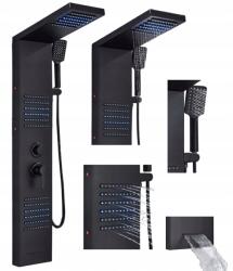MYQualife Zuhanypanel Led zuhany vízesés hidromasszázs fekete matt (P01)