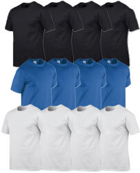 Gildan 3X4 db-os csomagban Gildan kereknyakú pamut póló, fekete-fehér-királykék-3XL (GI5000bl-wh-ro-12-3XL)