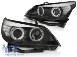 Fényszórók Angel Eyes CCFL fekete LED irányjelzővel BMW E60/E61 03-07 (TTHB6028406)