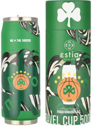 Estia Home Art Travel Cup Save The Aegean Sticlă Termos Reciclabil Oțel Inoxidabil / Plastic Fără BPA 500ml Panathinaikos BC Edition We The Greens cu Pai 00-27124 (00-27124)