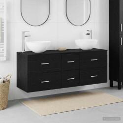 vidaXL Set dulap baie 3 buc. Stejar Negru 49, 5 x 41 x 64, 5 cm GartenMobel Dekor (3405812)
