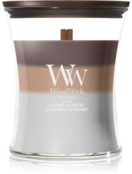 WoodWick Trilogy Radiant Cashmere lumânare parfumată cu fitil din lemn 275 g