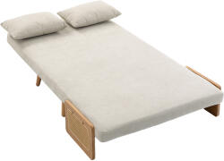 HOMCOM Canapea convertibilă 2 locuri, canapea-pat 3 în 1 Chenille 103cm, spătar reglabil, 2 perne, cotiere din lemn, crem | Aosom Romania (83B-917V00CW) Canapea