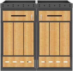 GL Store Cutie dublă pentru pubele, sistem dublu de separare a deșeurilor, 132x80x124 cm, Gri+Culoare naturală (F-GLS-OT3467S)