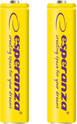 Esperanza Tölthető akkumulátor NI-MH AAA 1000mAh 2db, sárga 73319 (EZA101Y)