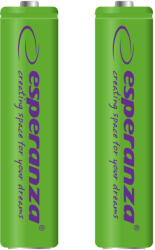 Esperanza Tölthető akkumulátor NI-MH AAA 1000mAh 2db, zöld 73316 (EZA101G)