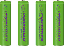 Esperanza Tölthető akkumulátor NI-MH AAA 1000mAh 4db, zöld 73321 (EZA102G)