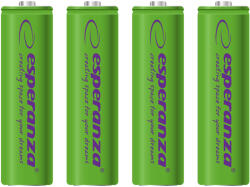 Esperanza Tölthető akkumulátor NI-MH AA 2000mAh 4db, zöld 73331 (EZA104G)