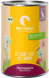 Herrmanns 12x400g Herrmann's Selection Sensible bio csirke, bio sárgarépa & bio rizs nedves kutyatáp