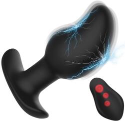 SuperLove E-Stim Curved Vibrating Butt Plug with Remote Black