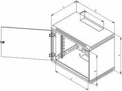 TRITON 19" 4U/400 mm fali rack szekrény fém ajtóval