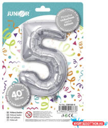JUNIOR Lufi JUNIOR szülinapos 5-ös szám 100 cm ezüst - nyomtassotthon