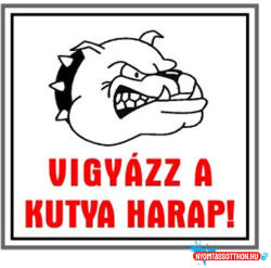 Gungl Dekor Matrica Vigyázz a kutya harap fehér "A