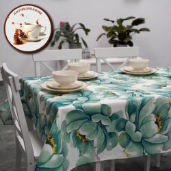 Ralex Pucioasa Față de masă antimurdărire 120x160 cm, Floare Alb Verde (500.105-102366) Fata de masa