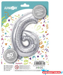 JUNIOR Lufi JUNIOR szülinapos 6-os szám 100 cm ezüst - nyomtassotthon