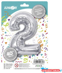 JUNIOR Lufi JUNIOR szülinapos 2-es szám 100 cm ezüst - nyomtassotthon