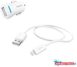 Hama Autós töltő szett HAMA Lightning/USB 2, 4A fehér