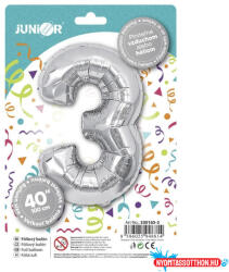 JUNIOR Lufi JUNIOR szülinapos 3-as szám 100 cm ezüst - nyomtassotthon