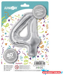 JUNIOR Lufi JUNIOR szülinapos 4-es szám 100 cm ezüst - nyomtassotthon