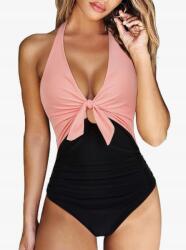  Női fürdőruha S push-up halter fekete-rózsaszín (b0dkxlnldt)