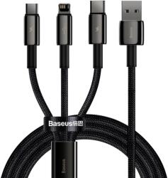 Baseus - Кабел за данни Tugsten Gold 3в1 (CAMLTWJ-01) - USB към Type-C, Lightning, Micro-USB 3.5A, 1.5м - Черен