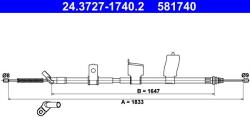 ATE Cablu, frana de parcare ATE 24.3727-1740.2 (24.3727-1740.2)