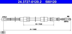 ATE Cablu, frana de parcare ATE 24.3727-0120.2 (24.3727-0120.2)