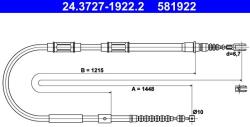 ATE Cablu, frana de parcare ATE 24.3727-1922.2 (24.3727-1922.2)