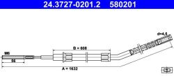 ATE Cablu, frana de parcare ATE 24.3727-0201.2 (24.3727-0201.2)