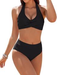 EKOUAER női bikini magas derekú push-up fekete XXL