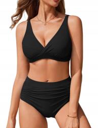 EKOUAER női bikini magas derekú keresztpántos fekete XL