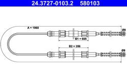 ATE Cablu, frana de parcare ATE 24.3727-0103.2 (24.3727-0103.2)