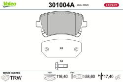 VALEO set placute frana, frana disc VALEO 301004A (301004A)