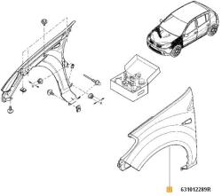 Original Renault Aripa fata stanga Stepway ORIGINAL RENAULT 631012289R (631012289R)