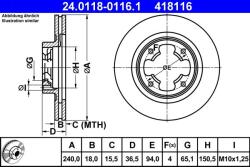 ATE Disc frana ATE 24.0118-0116.1 (24.0118-0116.1)