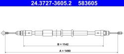 ATE Cablu, frana de parcare ATE 24.3727-3605.2 (24.3727-3605.2)