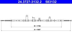ATE Cablu, frana de parcare ATE 24.3727-3132.2 (24.3727-3132.2)