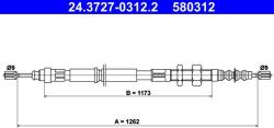 ATE Cablu, frana de parcare ATE 24.3727-0312.2 (24.3727-0312.2)