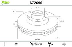 VALEO Disc frana VALEO COATED 672690 (672690)