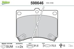 VALEO set placute frana, frana disc VALEO 598646 (598646)
