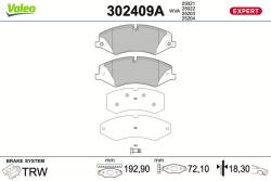 VALEO set placute frana, frana disc VALEO 302409A (302409A)