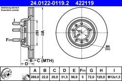 ATE Disc frana ATE 24.0122-0119.2 (24.0122-0119.2)