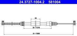 ATE Cablu, frana de parcare ATE 24.3727-1004.2 (24.3727-1004.2)