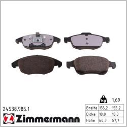 ZIMMERMANN set placute frana, frana disc ZIMMERMANN 24538.985. 1 (24538.985.1)