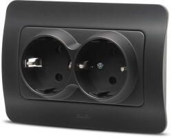 Elbi Priza dubla Schuko 16A negru mat Jazz (EL0072910)